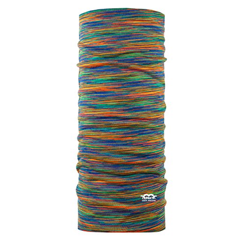 P.A.C. Merino Wool Multi Rainbows Multifunktionstuch - Merinowoll Schlauchtuch, Halstuch, Schal, Kopftuch, Unisex, 10 Anwendungsmöglichkeiten von P.A.C.