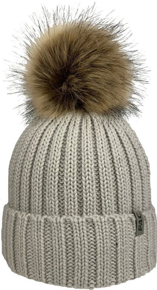 P.A.C. Strickmütze PAC SMU Mary PomPom Recycled Beanie Grey Melange-Berry von P.A.C.