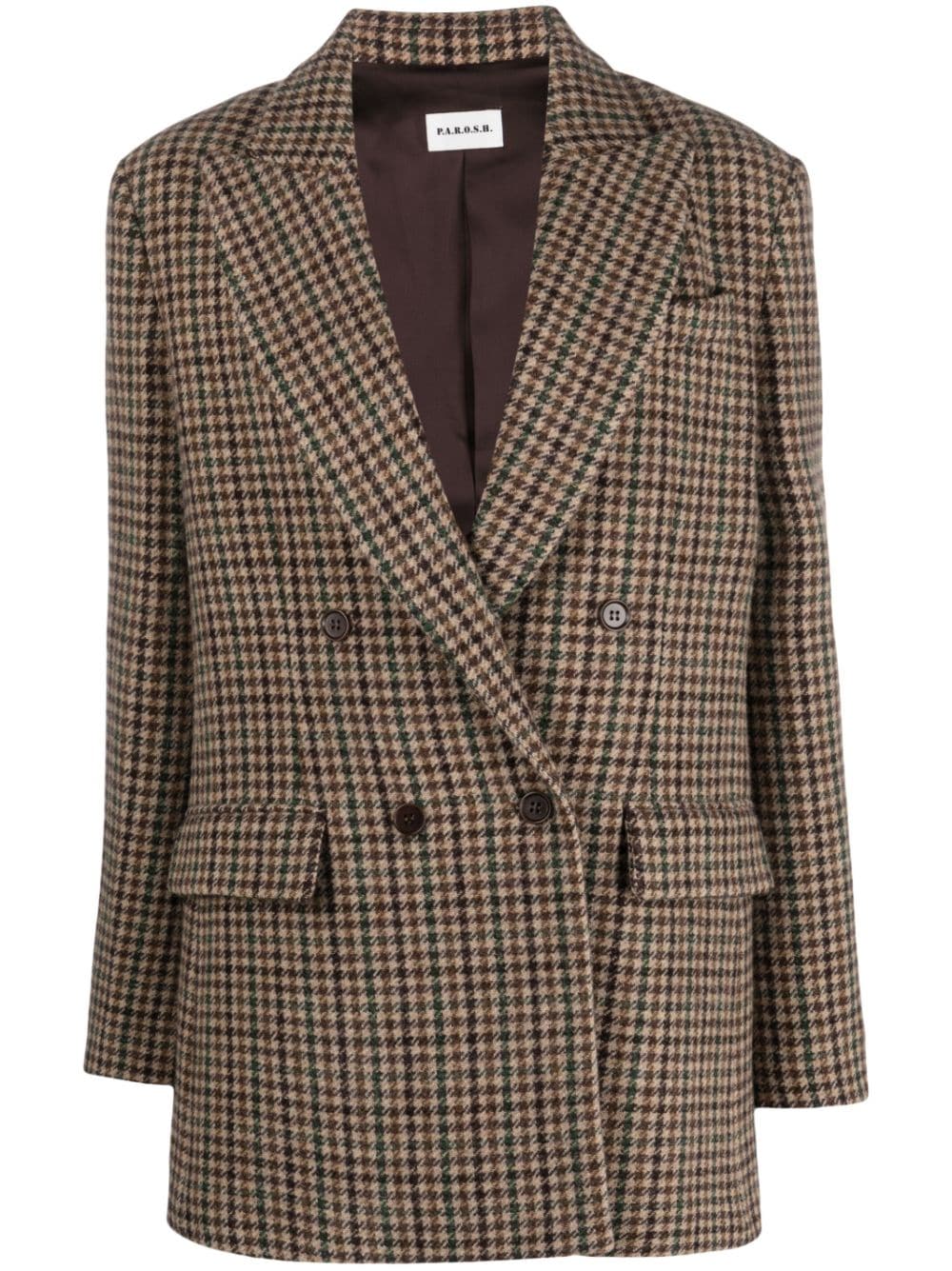 P.A.R.O.S.H. Blazer mit Hahnentrittmuster - Nude von P.A.R.O.S.H.