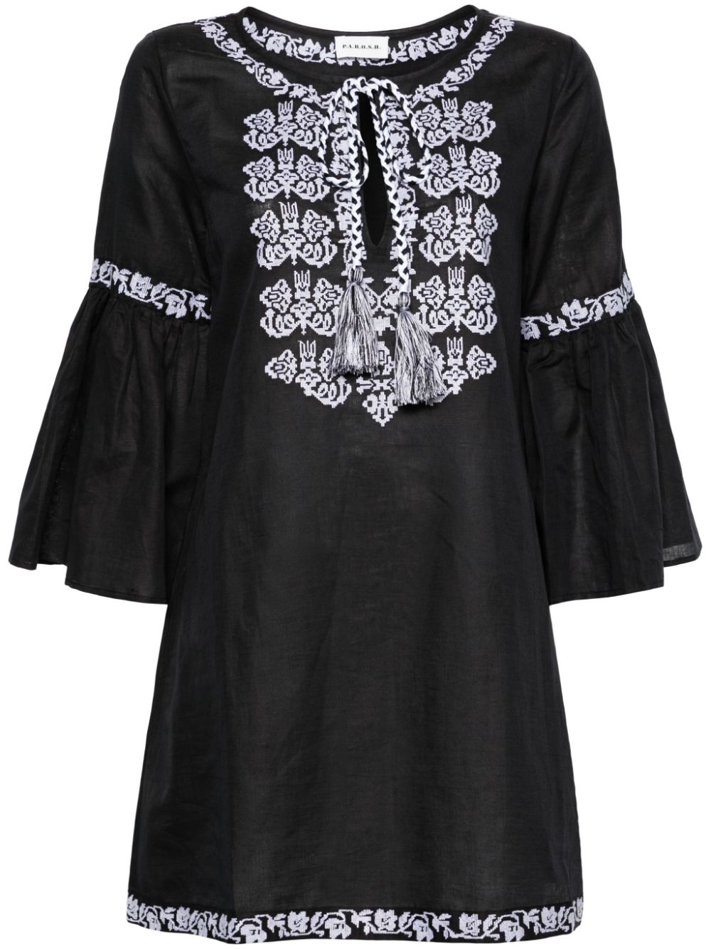 P.A.R.O.S.H. Ciclone floral-embroidered minidress - Schwarz von P.A.R.O.S.H.