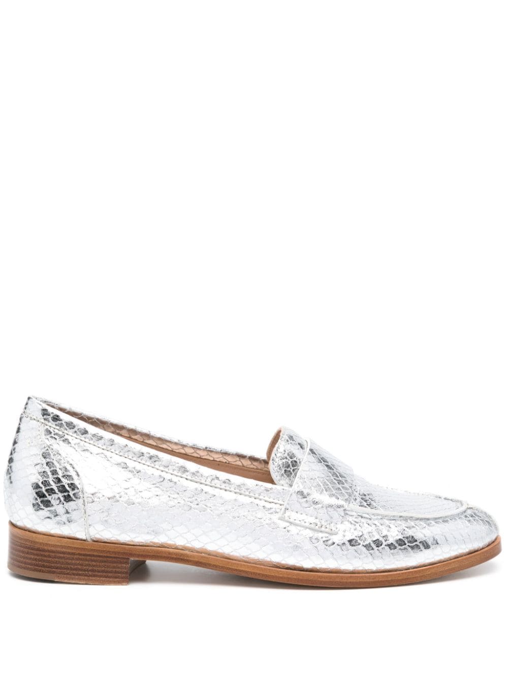 P.A.R.O.S.H. Loafer mit Schlangenleder-Optik - Silber von P.A.R.O.S.H.