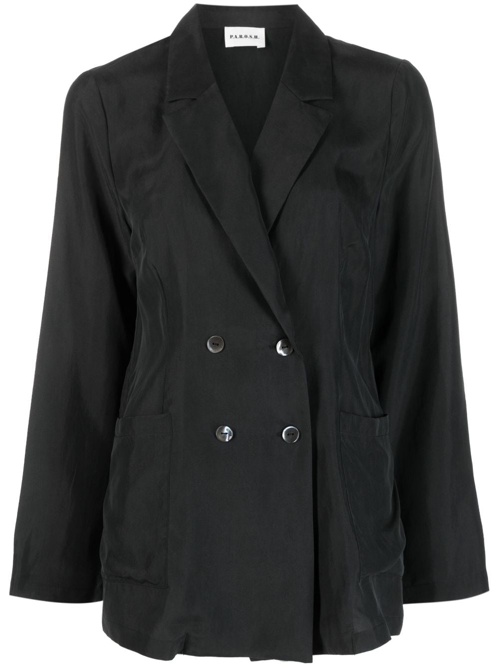 P.A.R.O.S.H. Doppelreihiger Blazer aus Satin - Schwarz von P.A.R.O.S.H.