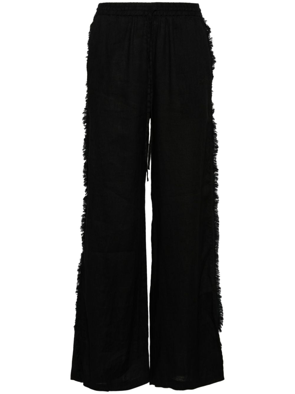 P.A.R.O.S.H. fringed linen straight-leg trousers - Schwarz von P.A.R.O.S.H.