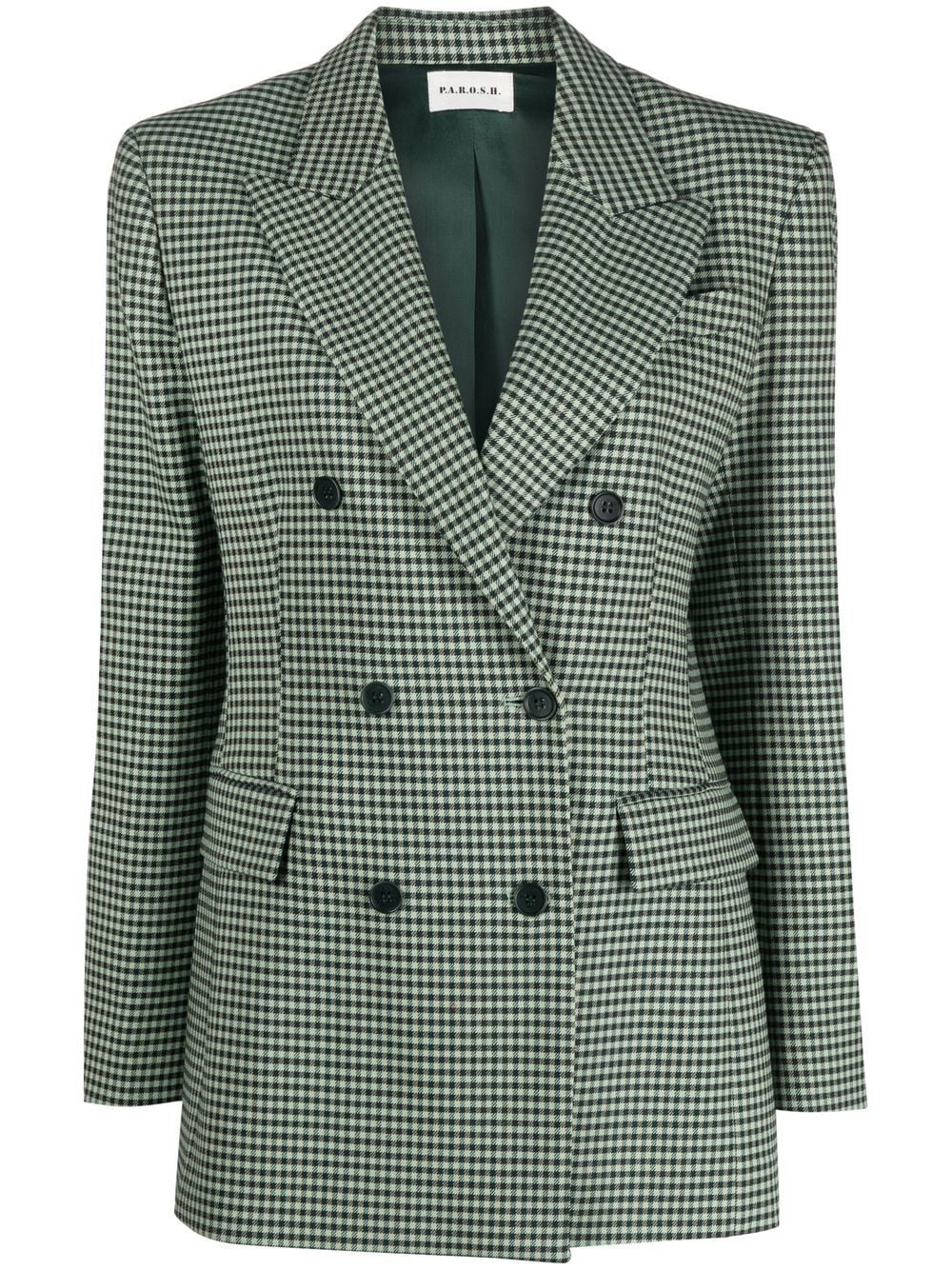 P.A.R.O.S.H. Doppelreihiger Blazer mit Vichy-Karo - Grün von P.A.R.O.S.H.