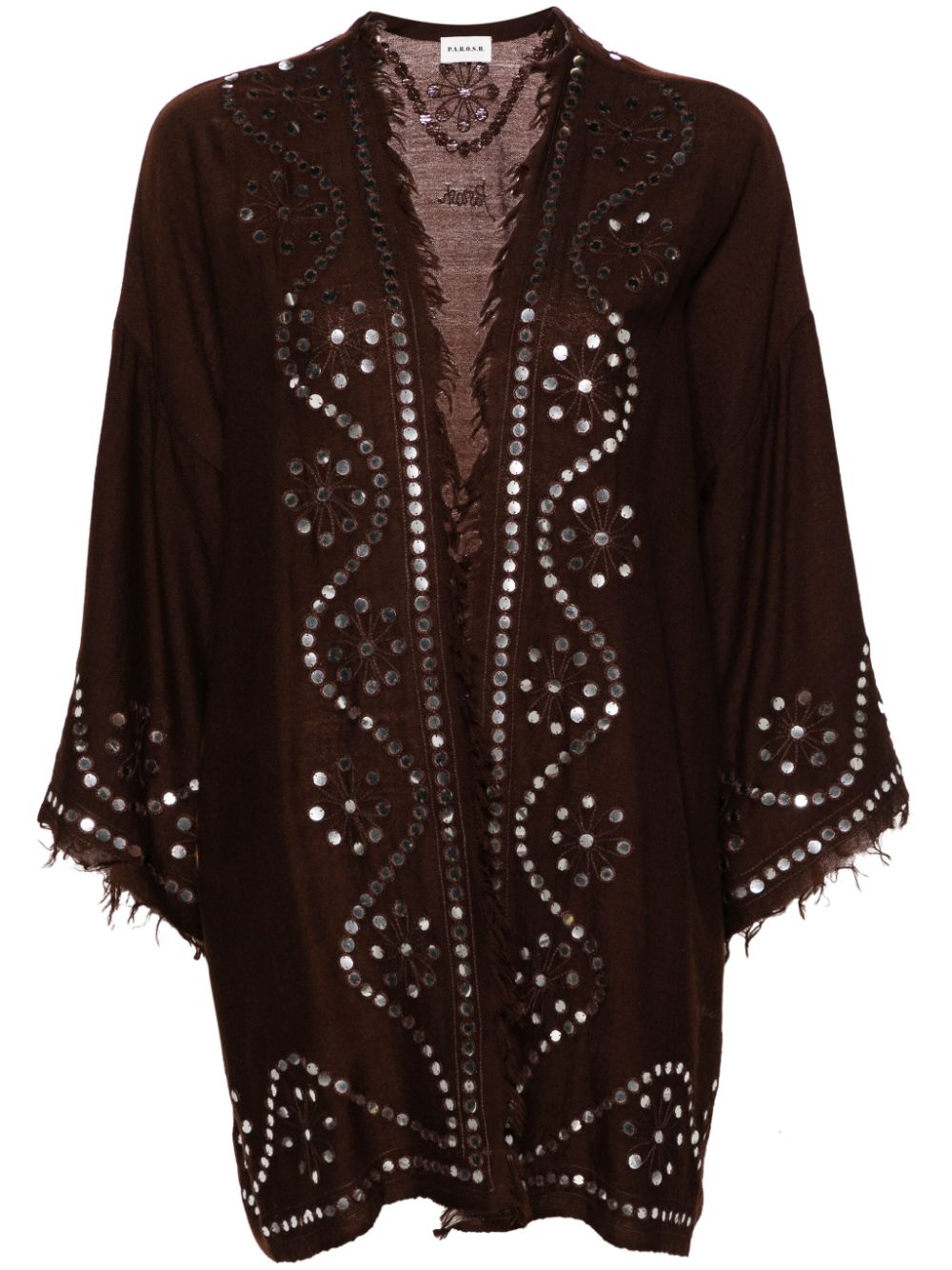 P.A.R.O.S.H. sequin-embellished cashmere kimono - Braun von P.A.R.O.S.H.