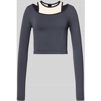 P.E Nation Cropped Longsleeve im Double-Layer-Look Modell 'SUTTON' in Marine, Größe M von P.E Nation