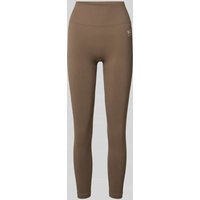 P.E Nation Super Skinny Fit Leggings mit Label-Print Modell 'SEAMLESS' in Taupe, Größe L von P.E Nation