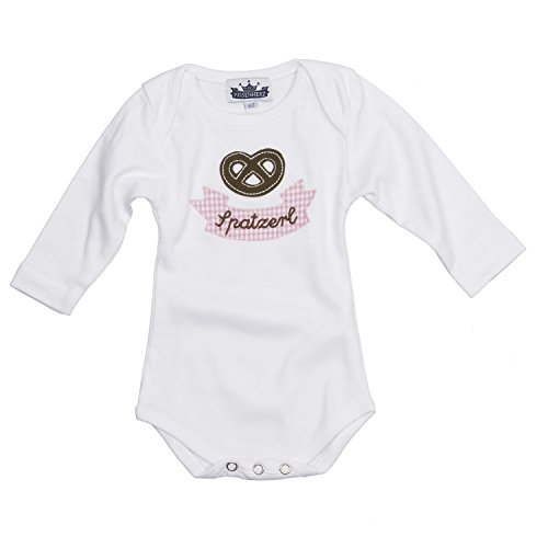 Eisenherz Baby Body Langarm rosa Spatzerl und Breze in verschiedenen Größen - süßer Trachtenlook Größe 80 von Eisenherz