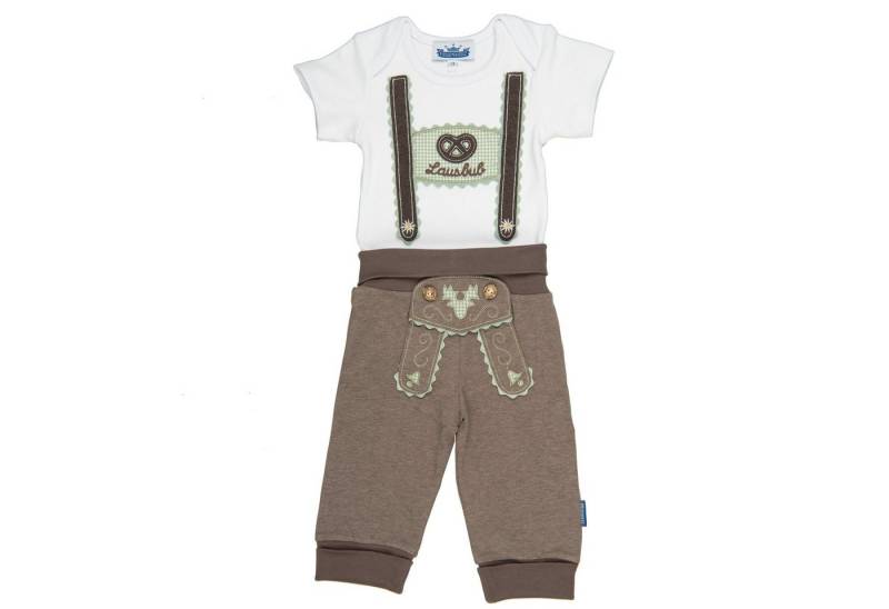 P.Eisenherz Body & Hose Trachten Set für Lausbuben im Geschenkkarton (kurzarm) (2-tlg) applizierte Hosenträger und Jogginghose im Lederhosen Look von P.Eisenherz