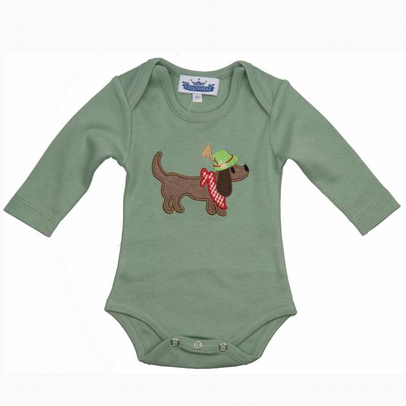 P.Eisenherz Langarmbody Langarm Body mit Dackel mit Tirolerhut salbei von P.Eisenherz