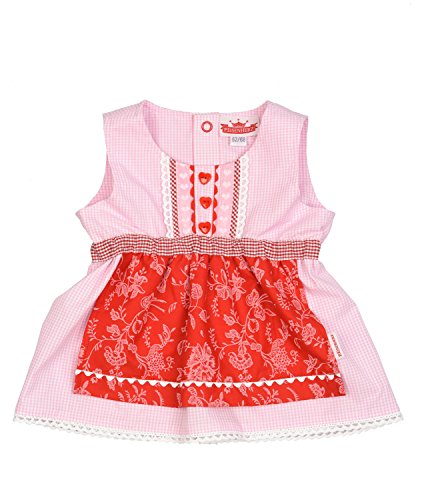 Eisenherz Mädchen Trachtenkleid Dirndl Baby mit angenähter Schürze rosa/rot in Größe 98/104 von P.Eisenherz