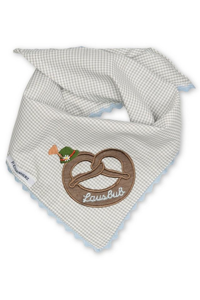 P.Eisenherz Schmuckset Babytuch - BREZEL MIT HUT/KARO - hellblau, grau, salbei von P.Eisenherz