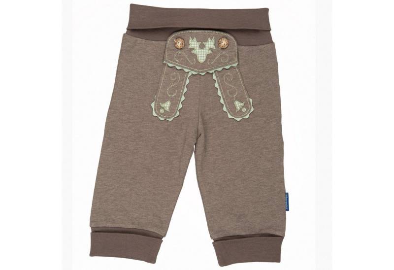 P.Eisenherz Trachtenhose Babyhose im Lederhosenstil mit grüner Stickerei mit elastischem Hosenbund von P.Eisenherz