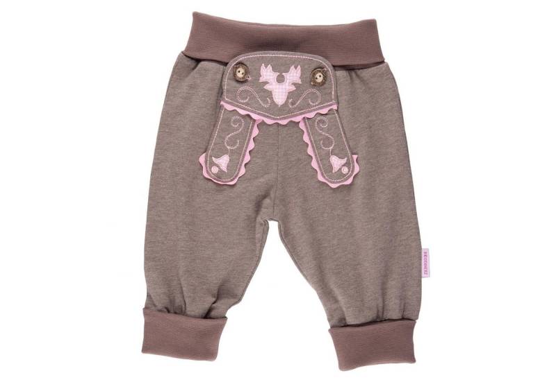 P.Eisenherz Trachtenhose Babyhose im Lederhosenstil mit rosa Stickerei mit elastischem Hosenbund von P.Eisenherz