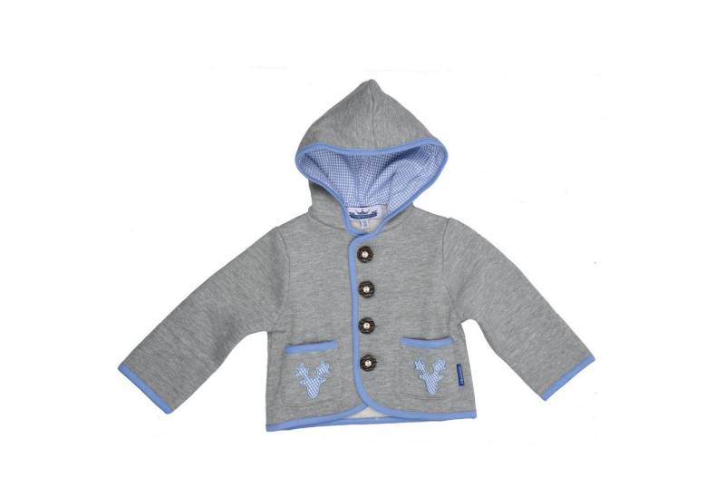 P.Eisenherz Trachtenjacke Kapuzenjacke mit Geweih, hellblaue Applikation von P.Eisenherz