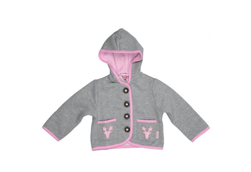 P.Eisenherz Trachtenjacke Kapuzenjacke mit Geweih, rosa Applikation 98/104 von P.Eisenherz