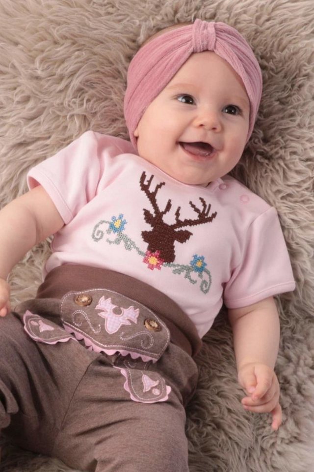 P.Eisenherz Trachtenkleid Baby Body - HIRSCH-STICKEREI - rosa von P.Eisenherz