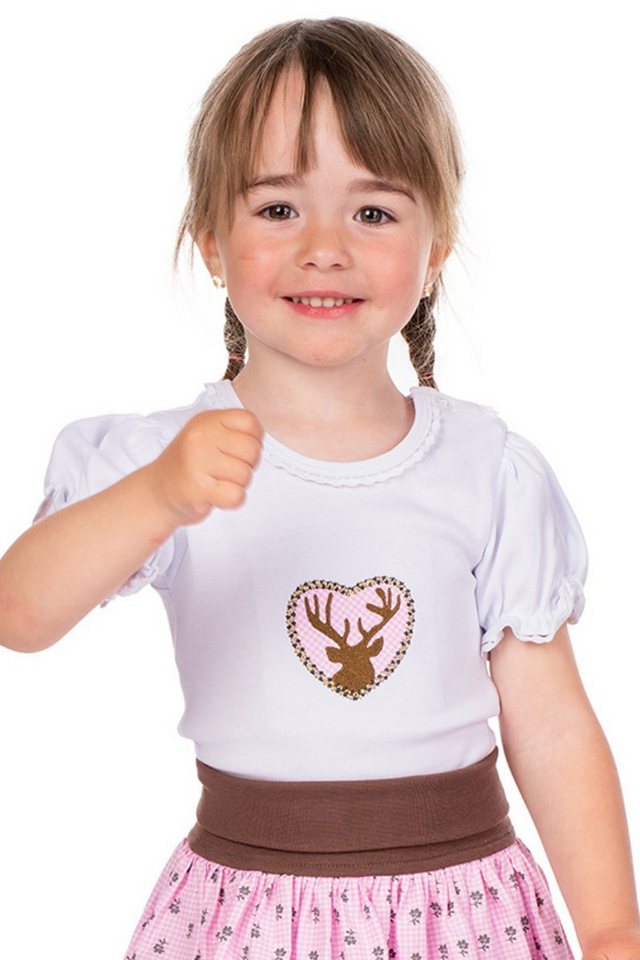 P.Eisenherz Trachtenkleid Baby Body - HIRSCH - weiß/rosa von P.Eisenherz