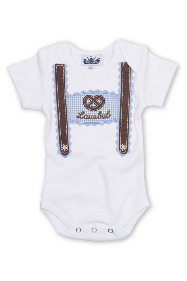 P.Eisenherz Trachtenkleid Baby Body - LAUSBUB - weiß/hellblau von P.Eisenherz