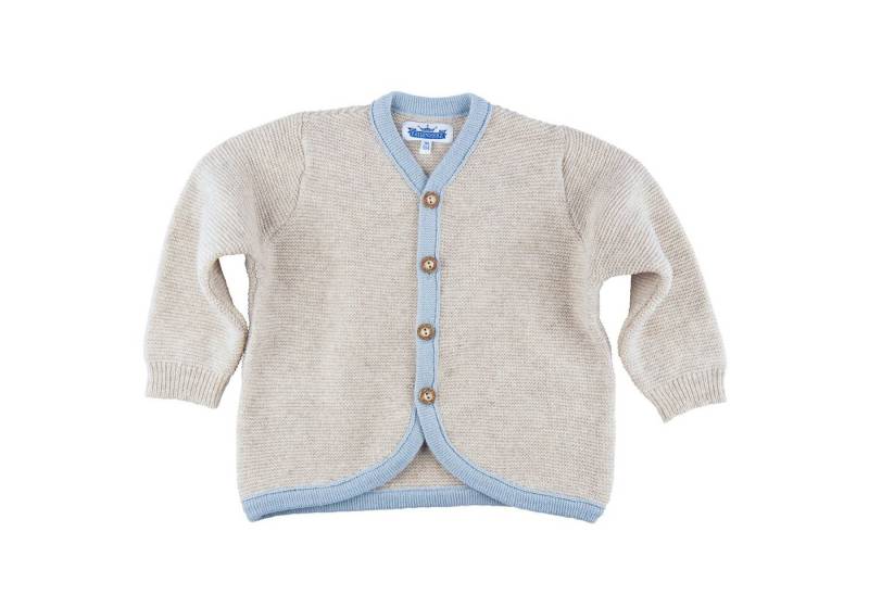 P.Eisenherz Trachtenstrickjacke Strickjacke beige/hellblau beige aus Merinowolle in Linksstrick von P.Eisenherz