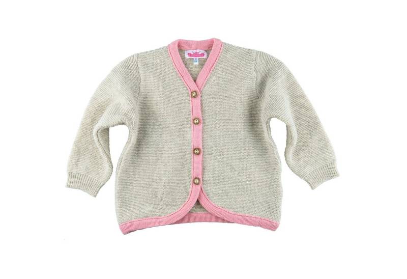 P.Eisenherz Trachtenstrickjacke Strickjacke beige/rosa beige aus Merinowolle in Linksstrick von P.Eisenherz