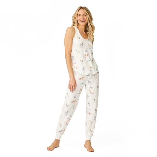 P.J. Salvage Damen Roll with It Collection Tank and Jogger Pj Set Pyjamaset, Elfenbein, S (2er Pack) von P.J. Salvage