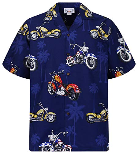 P.L.A. PLA Original Hawaiihemd, Bikes Allover, Blau, 4XL von P.L.A.