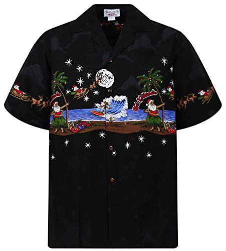 P.L.A. PLA Original Hawaiihemd, Weihnachten, Christmas Brustdruck, Schwarz, S von Lapa