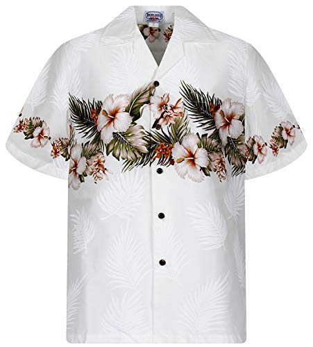 P.L.A. Pacific Legend Original Hawaiihemd, Kurzarm, Brustdruck, Weiß, 4XL von Lapa