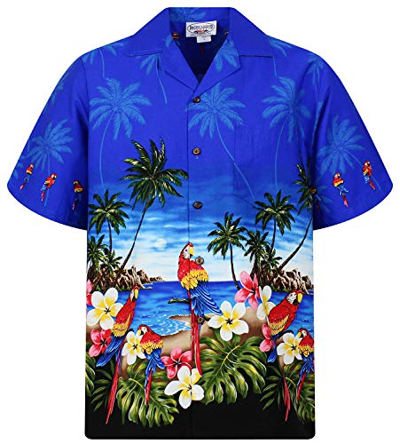 P.L.A. Pacific Legend Original Hawaiihemd, Kurzarm, Papagei Blau mit Schwarz, 3XL von Lapa