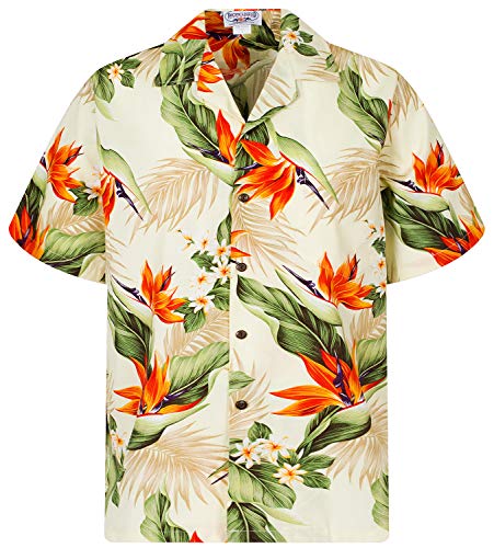 P.L.A. Pacific Legend Original Hawaiihemd, Kurzarm, Strelitzie, Beige, L von Lapa