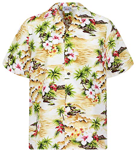 P.L.A. Pacific Legend Original Hawaiihemd, Kurzarm, Welle, Beige, M von P.L.A.
