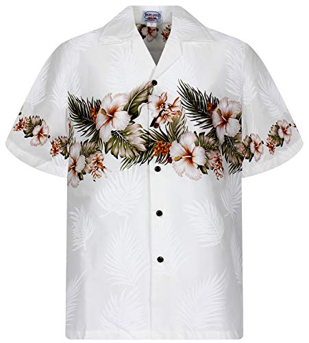 Pacific Legend Original Hawaiihemd, Kurzarm, Brustdruck, Weiß, XL von P.L.A.