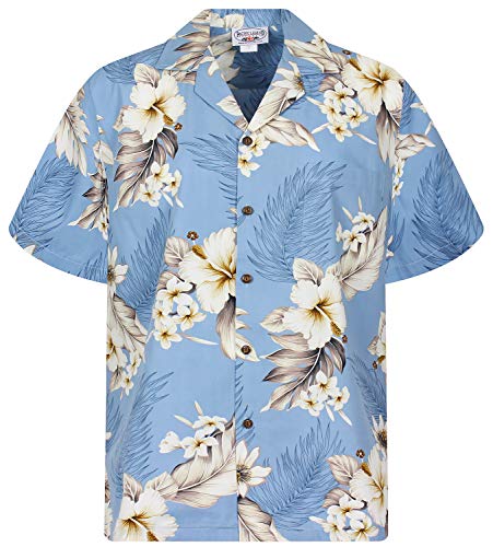 Pacific Legend Original Hawaiihemd, Kurzarm, Enzian, Hellblau, XL von Lapa