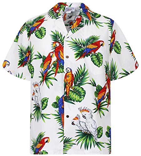 Pacific Legend Original Hawaiihemd, Kurzarm, ParrotKakadu, White, 4XL von Lapa