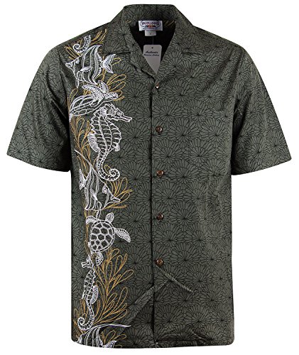 Pacific Legend Original Hawaiihemd, Kurzarm, Seaworld Vertikal, Khaki, XL von P.L.A.