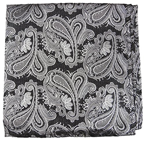 Paul Malone Herren Einstecktuch Seidentuch schwarz silber grau paisley von P.M. Einstecktuch