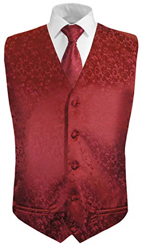 Festliche Jungen Anzug Weste mit Krawatte 2tlg Bordeaux rot floral für Kinderanzug 128-134 (8 Jahre) von P.M. Kinderwesten