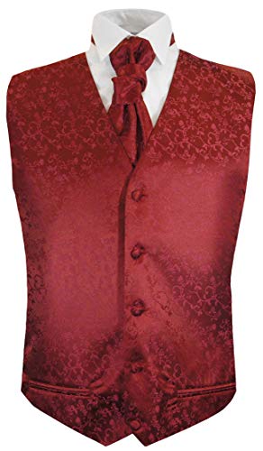 Festliche Jungen Anzug Weste mit Plastron 2tlg Bordeaux rot floral für Kinderanzug 134-140 (10 Jahre) von P.M. Kinderwesten