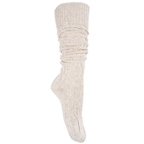 P.S. Schuhmacher Trachtenstrümpfe Herren Damen Unisex Zopfmuster Lochmuster Strümpfe Trachten (CS 550 Zopfmuster lang beige, 43-46) von P.S. Schuhmacher