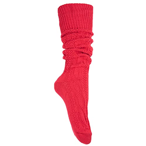 P.S. Schuhmacher Trachtenstrümpfe Herren Damen Unisex Zopfmuster Lochmuster Strümpfe Trachten (CS 559 rot lang, 39-42) von P.S. Schuhmacher