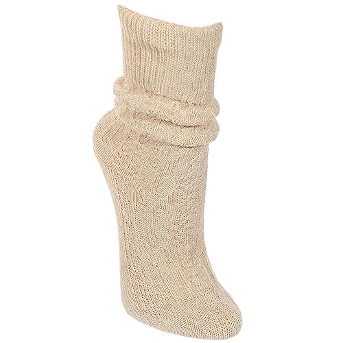 P.S. Schuhmacher Trachtenstrümpfe kurz | Trachtensocken mit Wolle | Strümpfe Strick Zopfmuster (as3, numeric, numeric_39, numeric_42, regular, regular, beige) von P.S. Schuhmacher