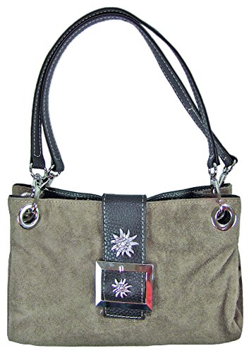 Wildleder Trachten Handtasche mit Edelweiß Hellbraun - Sehr schöne Tasche zu Dirndl und Lederhose von P.S. Schuhmacher