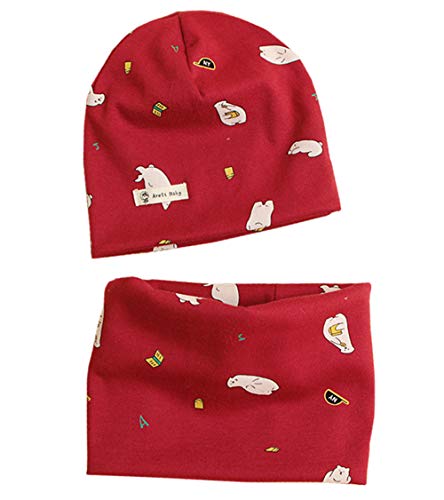 PAADIYA Boomly Baby Kinder Baumwolle Beanie Mütze Hut Mit Loop Schal Herbst Winter Drucken Absicherungskappe Hedging Cap Halsbänder Set von PAADIYA