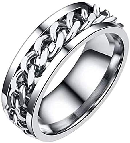 PAADIYA Spinner Ring Frauen Männer Mit drehbarer Kette Titanstahlringe Bier öffnen gotisch Punk Biker Rock Freundschaftsringe Band Ring (Silber, 54 (17.2)) von PAADIYA