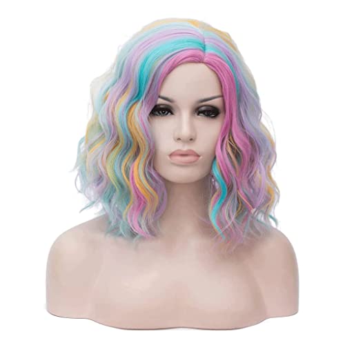 weich Perücke Perücken, stilvolle, mehrfarbige Perücken, gewellte, lockige Perücken, hitzebeständige Bob-Party-Perücken, Cosplay, für Frauen, verwenden Perücken, 25 cm natürlich von PAASHE