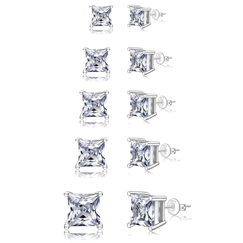 PABBEU 5Paar Ohrstecker Silber 925 Damen Hypoallergen Ohrstecker Silber 5A+ Zirkonia Klein OhrringeSilber Zierlicher Knorpel Silber Ohrringe Damen 925 Set von PABBEU
