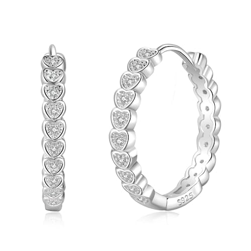 PABBEU Ohrringe Silber 925 Creolen Kleine Damen Hypoallergen Kleine Huggie Creolen Ohrringe mit AAAAA Zirkonia 15mm von PABBEU