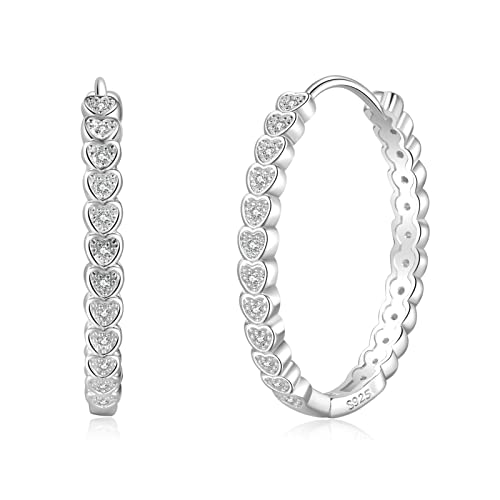PABBEU Ohrringe Silber 925 Creolen Kleine Damen Hypoallergen Kleine Huggie Creolen Ohrringe mit AAAAA Zirkonia 40mm von PABBEU