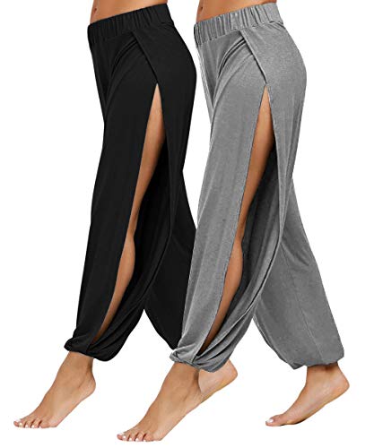 PACBREEZE Damen Yoga Haremshose Seitenschlitz Jogger Active Workout Sweatpants Strand Cover Up Pants - - XX-Large von PACBREEZE